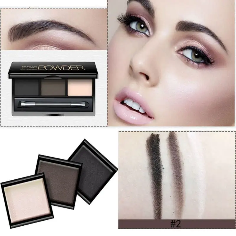 Палетка пудры для бровей водостойкий тени усилитель косметическая кисть