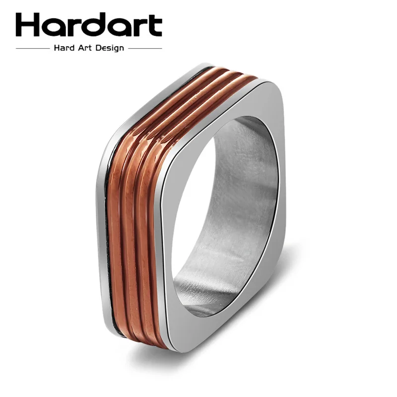 Hardart бренда Simple Стиль квадратный Кольца 316L Нержавеющая сталь группа ювелирной