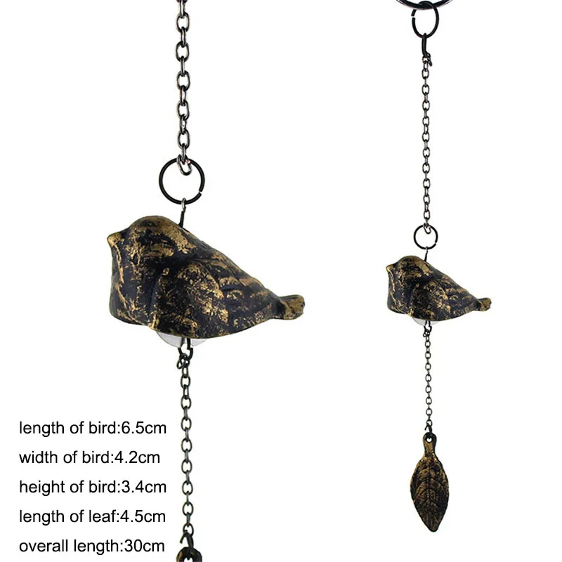 Птица и листья ветряные колокольчики стиль фэн шуй бронзовый старинный Железный