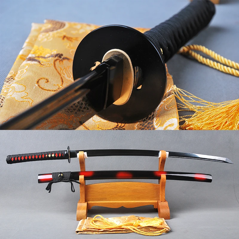 Черное лезвие дневной катана ручная работа полный Танг острый Espada Tameshigiri меч из