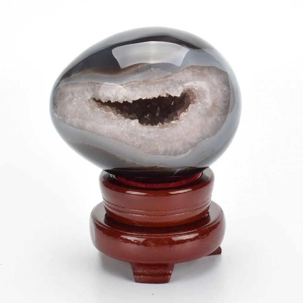 3,5 ''натуральный агат Geode резные декоративные мяч Рейки Исцеление Кристалл камень яйцо книги по искусству Коллекция Декор без база