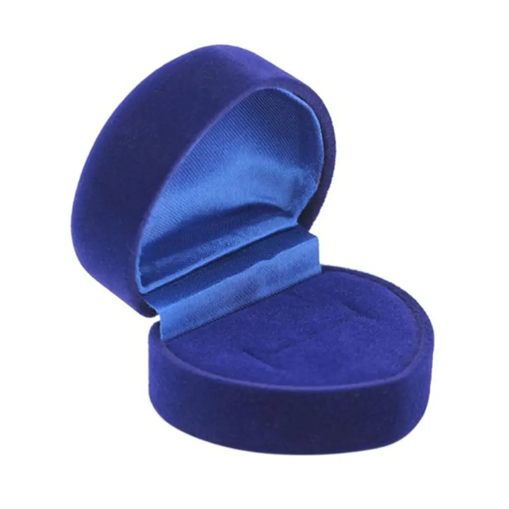 Blue Ring Box Jewelry Display Storage Foldable Case For Wedding Valentine's Day Gift Organizer Heart Rings | Украшения и