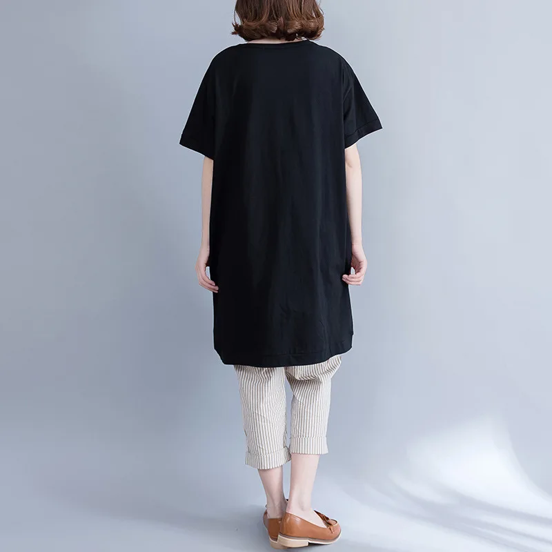 Кролик печати Большие размеры женские футболки длинные с короткими рукавами