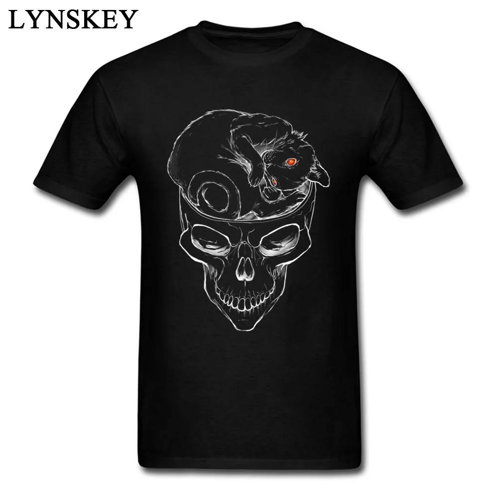 Stylish Men T Shirt A Cat In The Brain Lucio Fulci Trendy Skull Printed Tees 100% Cotton Tops Crewneck Short Sleeve | Мужская одежда