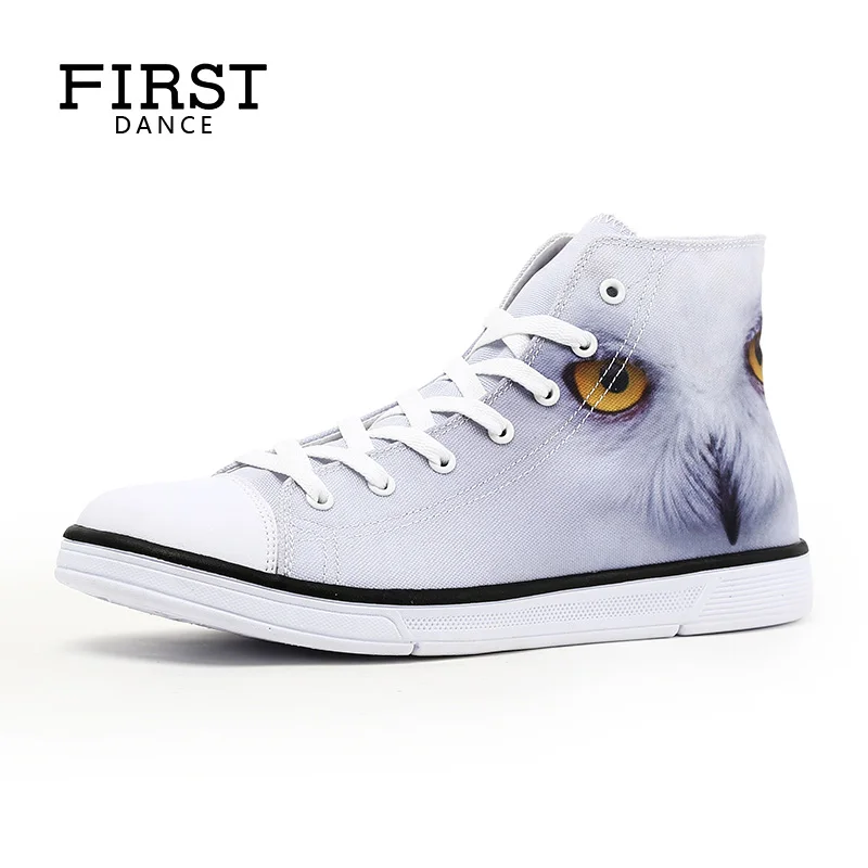

FIRST DANCE Unisex High Top Shoes Canvas Customized Skull Prints Shoes Students Party Shoes Lace-up Female Flats Outdoor Walking