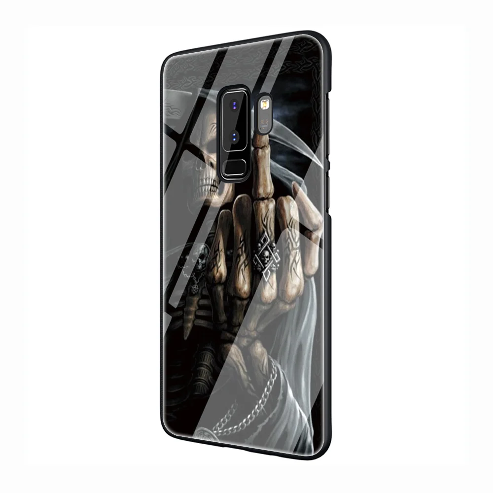G1 Мрачный смерть с косой Скелет закаленное Стекло чехол для телефона для samsung Galaxy S7 край S8 S9 S10 Note 8, 9, 10, плюс A10 20 30 40 50 60 70 - Цвет: G1