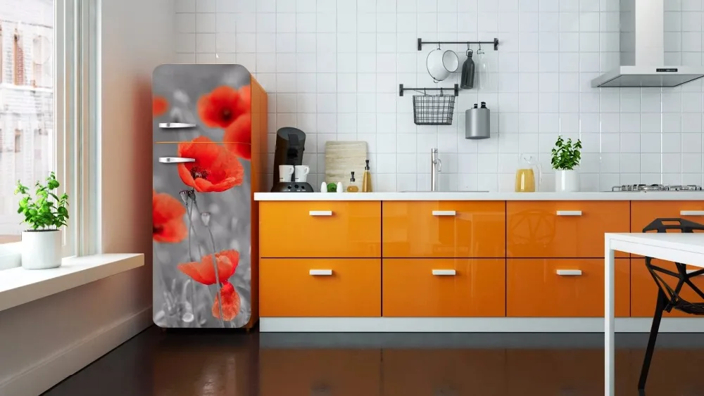 DIY Современные Мак Водонепроницаемый самоклеящийся стикер на холодильник двери