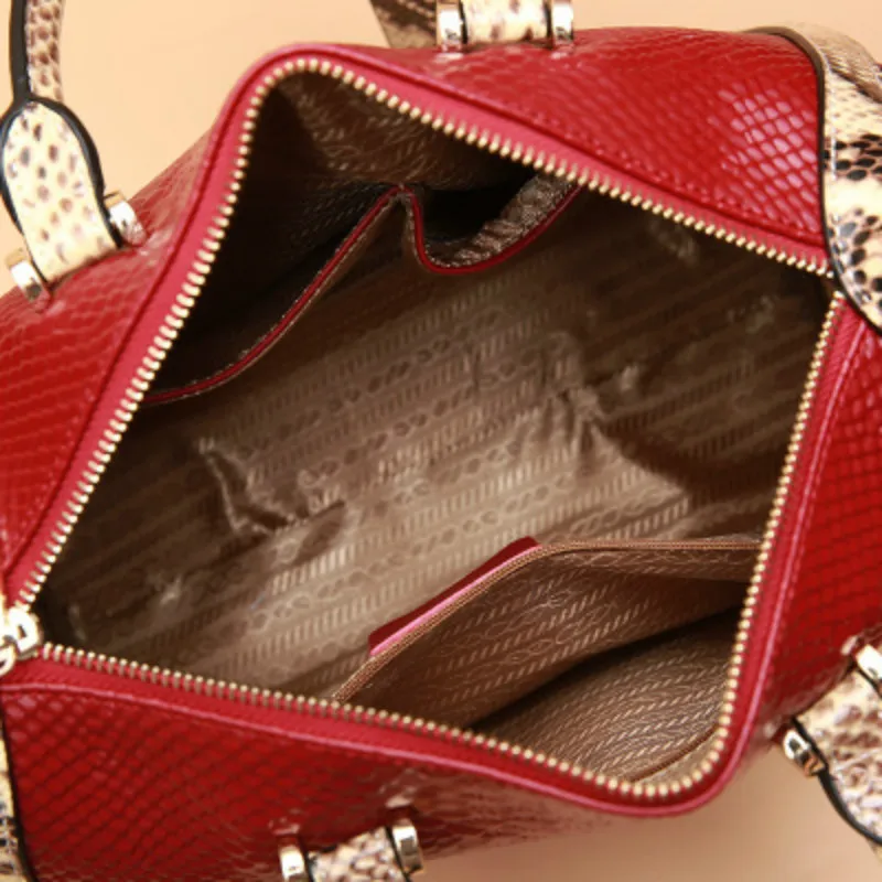 100% натуральная кожа женская сумочка под змеиную кожу Большая вместительная