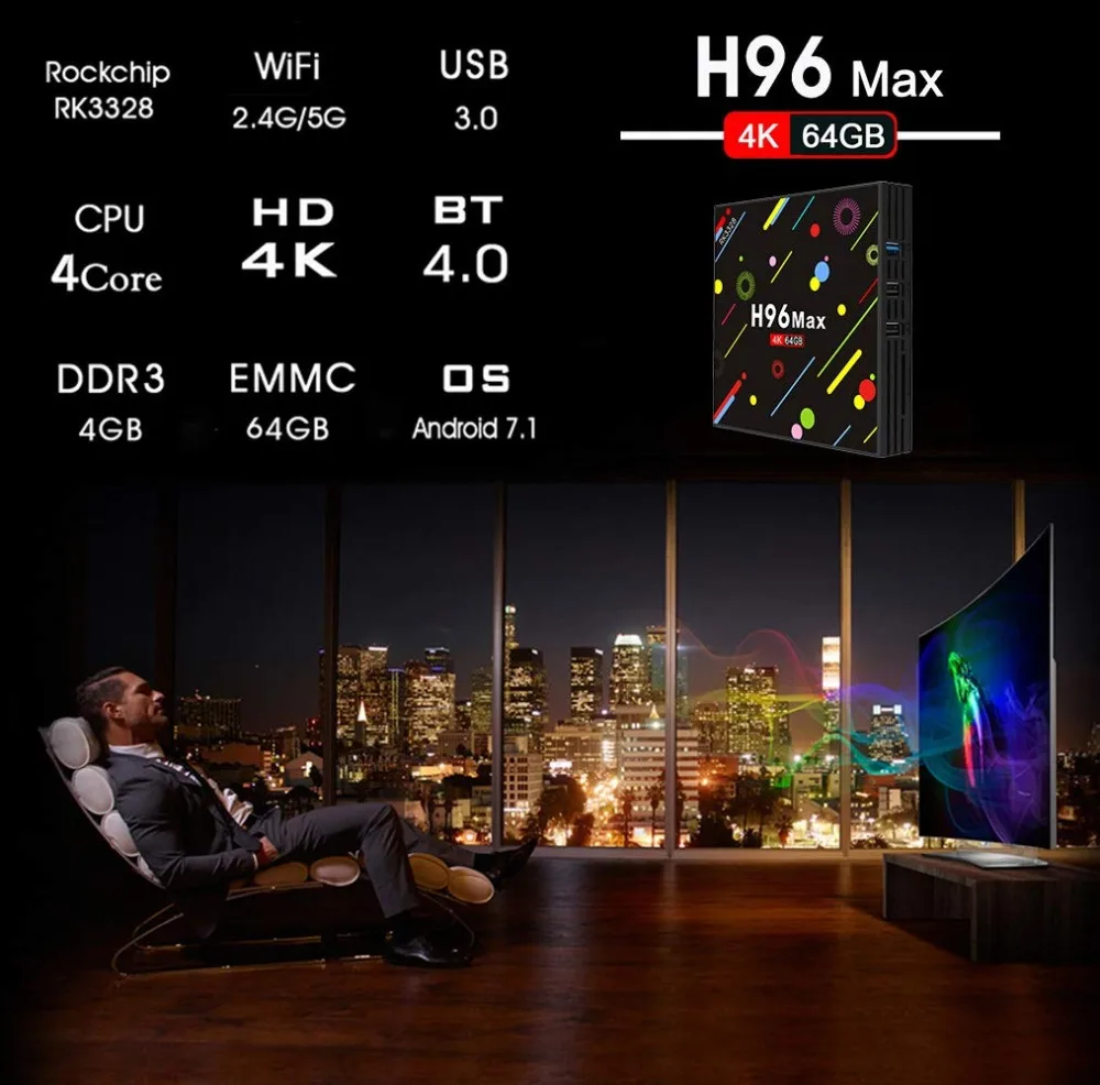 ТВ приставка H96 MAX + Plus с голосовым управлением Android 9 0 4 Гб ОЗУ 64 ПЗУ