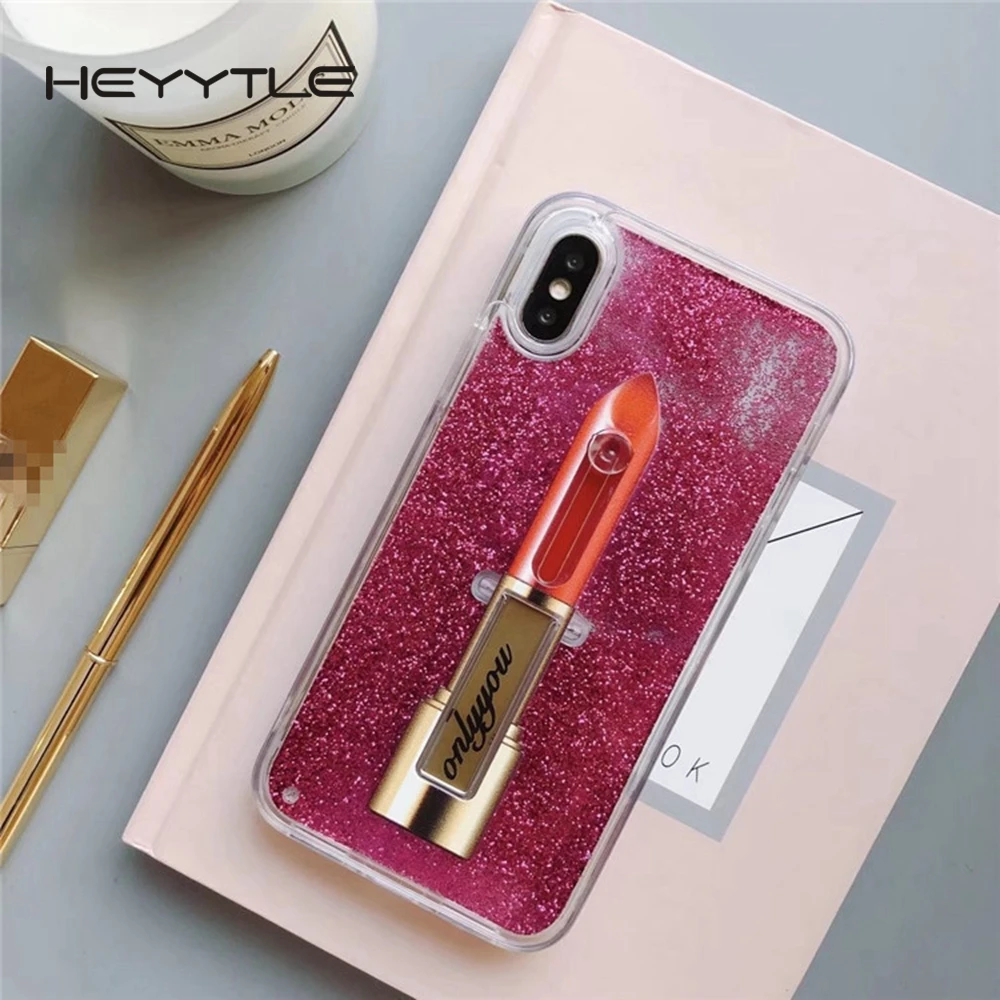 Heyytle прозрачный зыбучие пески чехол для телефона iPhone X 8 7 6 6s Plus Чехлы блеск помады