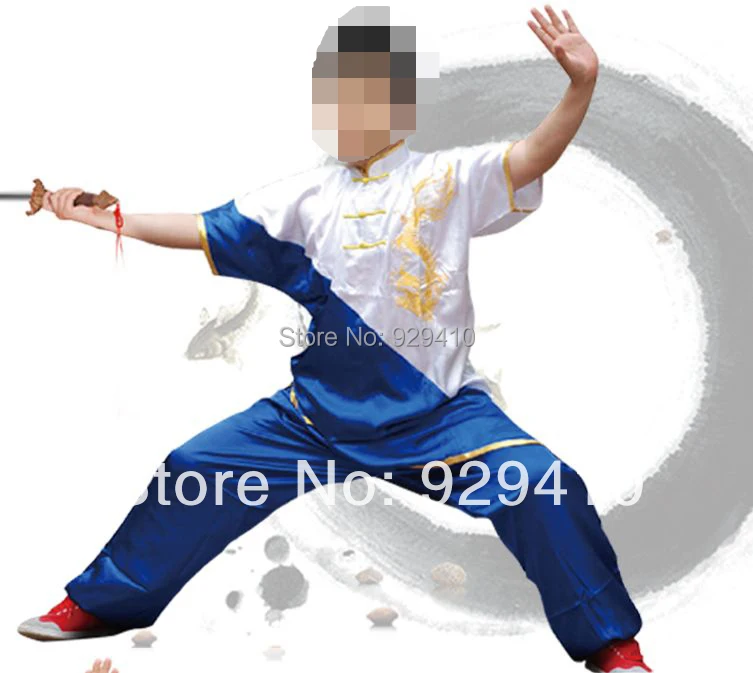 Костюм с коротким рукавом и вышивкой в виде дракона 3 цвета|taiji clothing|tai chikungfu uniform |