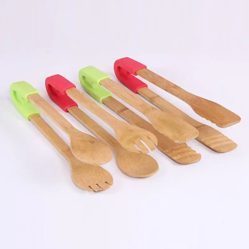 Бамбук Еда тостер щипцы деревянный салат торт снэк clip сцепление силиконовые