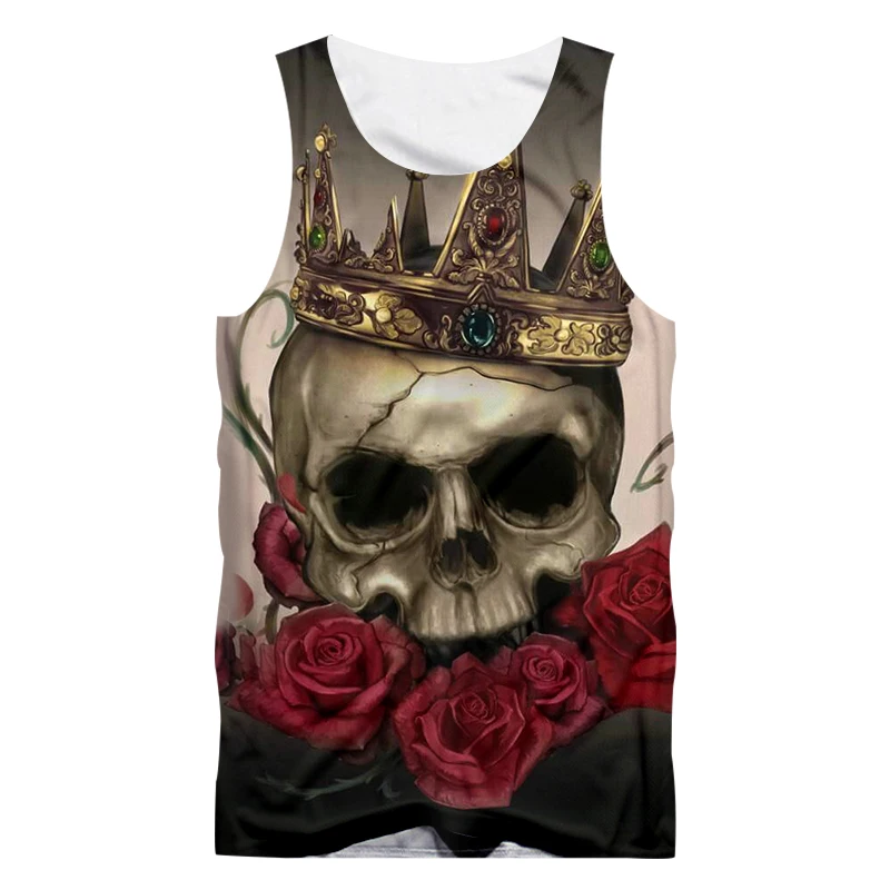 Майка UJWI мужская с 3D принтом черепа розы модная тенниска короной уличная одежда в