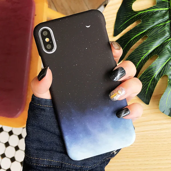 A JONSNOW PC жесткий чехол для iPhone X XR XS Max чехол s звездное небо/Горный вид узор чехол для телефона для iPhone 6 6S 7 8 Plus Capa - Цвет: A