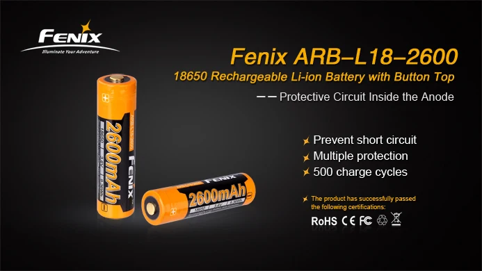 1 шт. Fenix ARB L18 2600 3 6 V 18650 мА/ч Перезаряжаемые Li Ion Батарея|batteries batteries|battery battery batterybattery