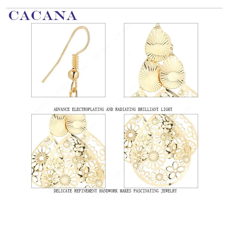 Длинные женские серьги-подвески CACANA с красивым цветочным рисунком модные серьги