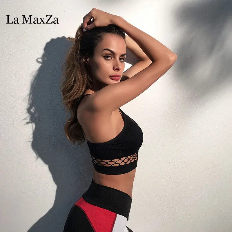 La maxza короткие Топики женские Для женщин летние однотонные Черный Танк Фитнес