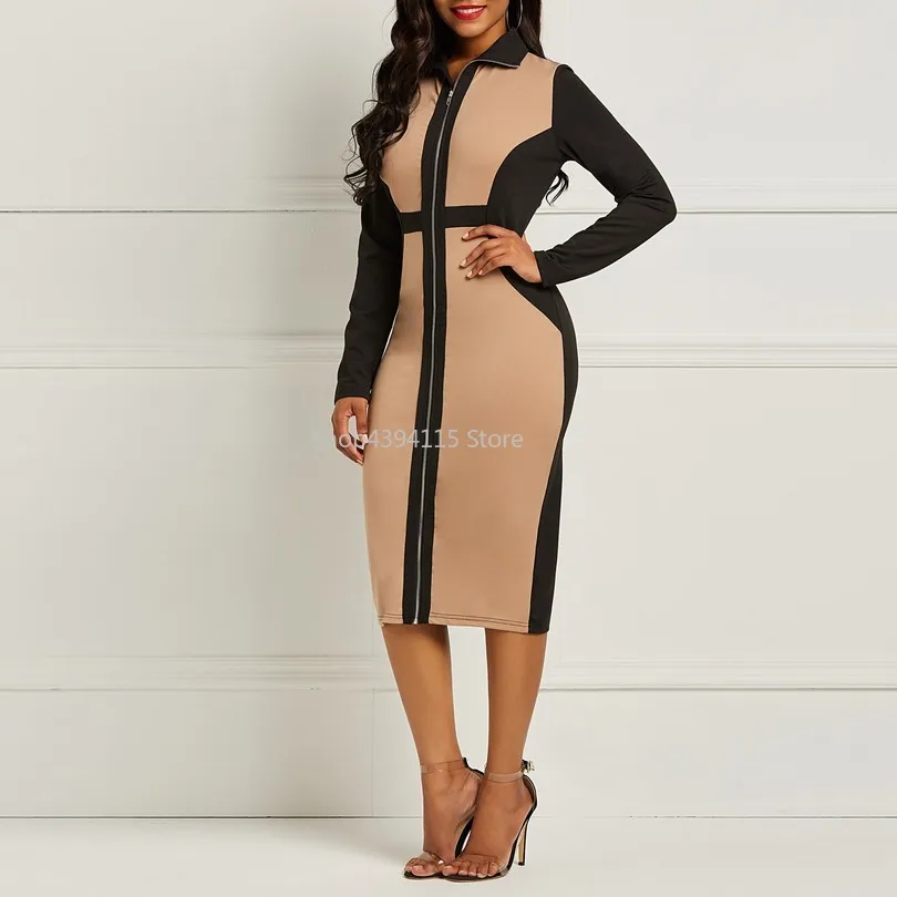 Женское платье с длинным рукавом плюс размер оболочка облегающее цветное