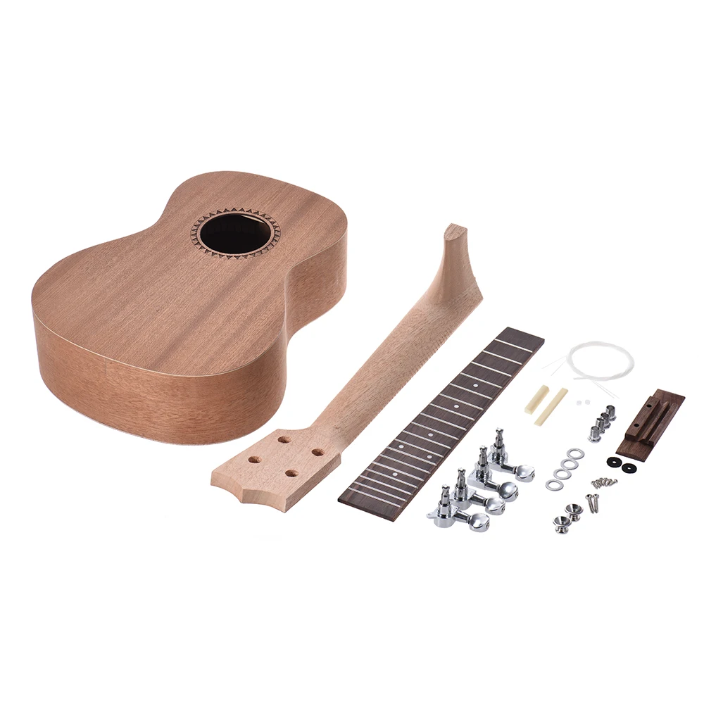 Ammoon Concert Ukelele Гавайская гитара гавайская DIY Набор Sapele Дерево тело палисандр гриф с