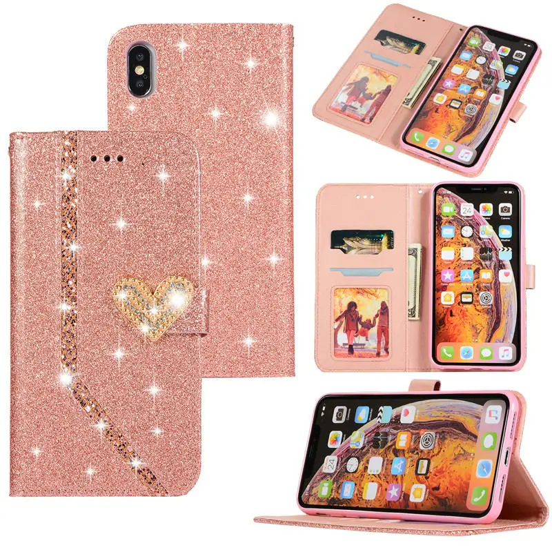 Кожаный чехол-бумажник с откидной крышкой для iPhone 5 6 6s 7 8 Plus X xs Max блестщик Чехол-бумажник для XR чехол для телефона Coque