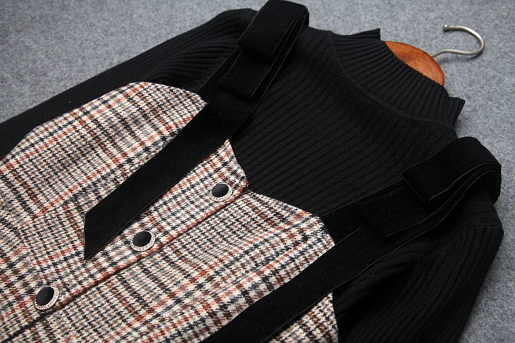 2018 новые модные женские 2 шт. платье осенние и зимние с круглым вырезом Длинные