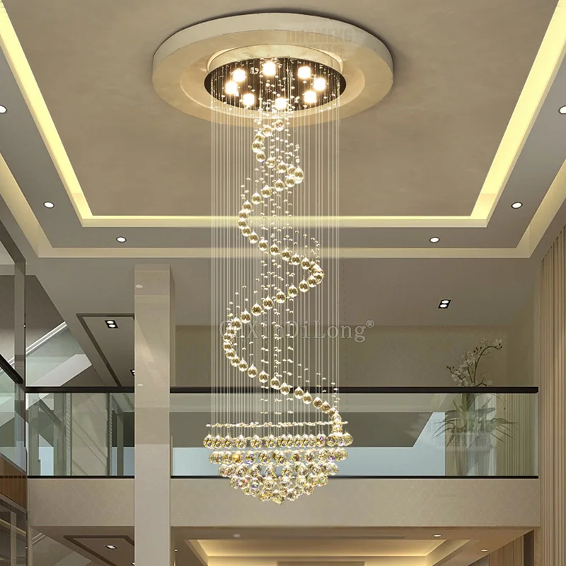 値段 Dhl カスタマイズ Dia800 * H2500mm デュプレックス階段スパイラルクリスタルのシャンデリアホール Led ライトホテルクリスタルシャンデリア JF1779