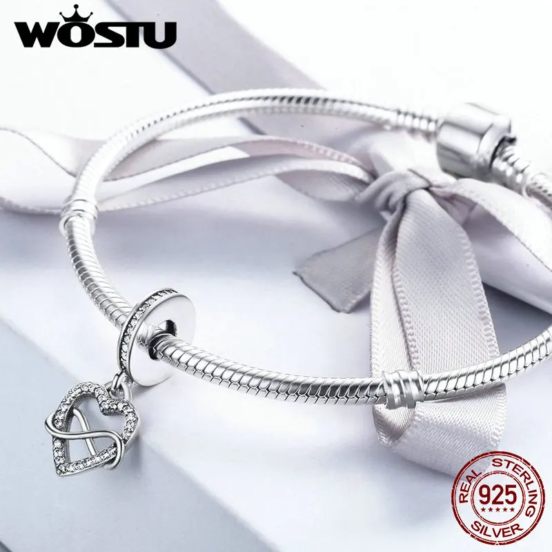 WOSTU New Design 925 Sterling Silver infinite Love Dangle Bead Fit Original WST Charm Bracelet Pendant Jewelry Gift DXC261 | Украшения и