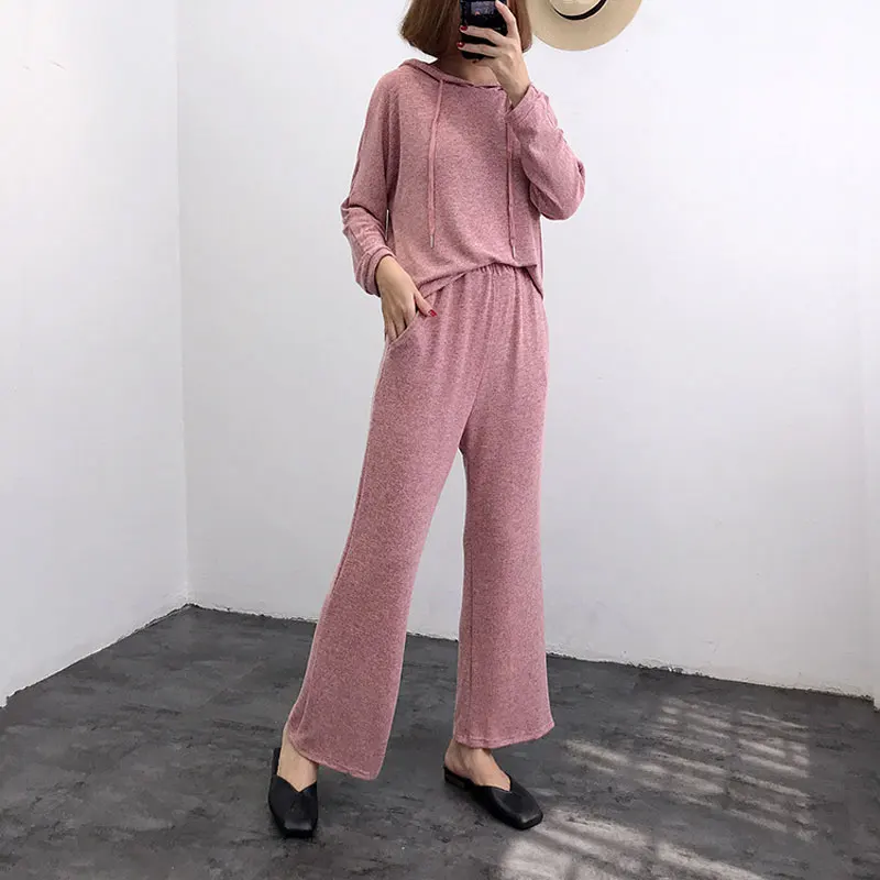 Женская Осенняя толстовка с капюшоном комплект из двух предметов Спортивная