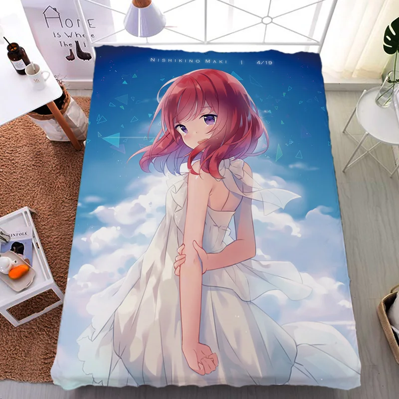 Августа обновление аниме Лав Лив! Minami Kotori& Уми Сонода& Маки нисикино кровать лист молоко и одеяло летнее одеяло 150x200 см