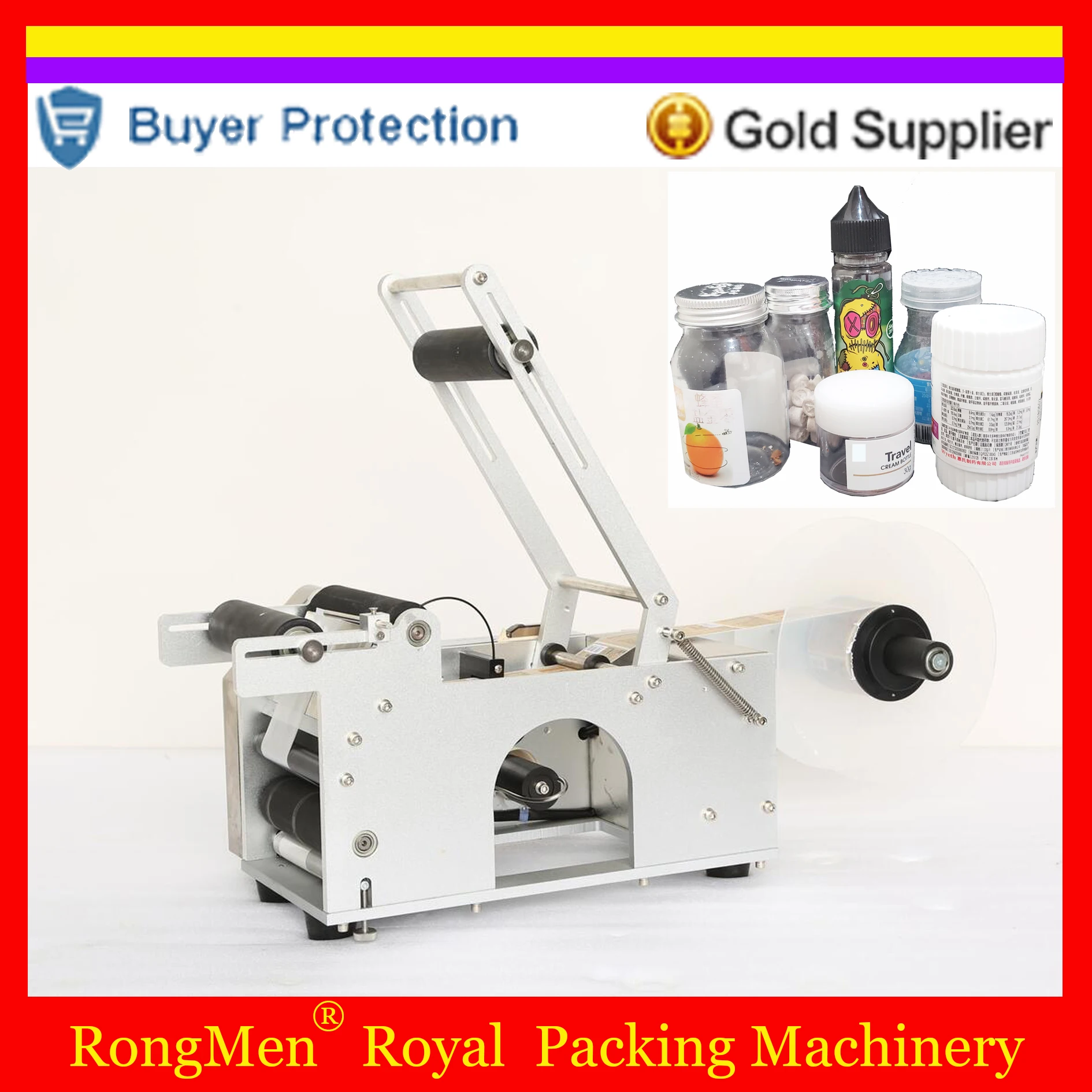 Semi Automatic Round Bottle Labeling Machine Labeler Sticker Paper Plstic Jar Pot Labelling Device Sticking Cosmetic Cans | Бытовая