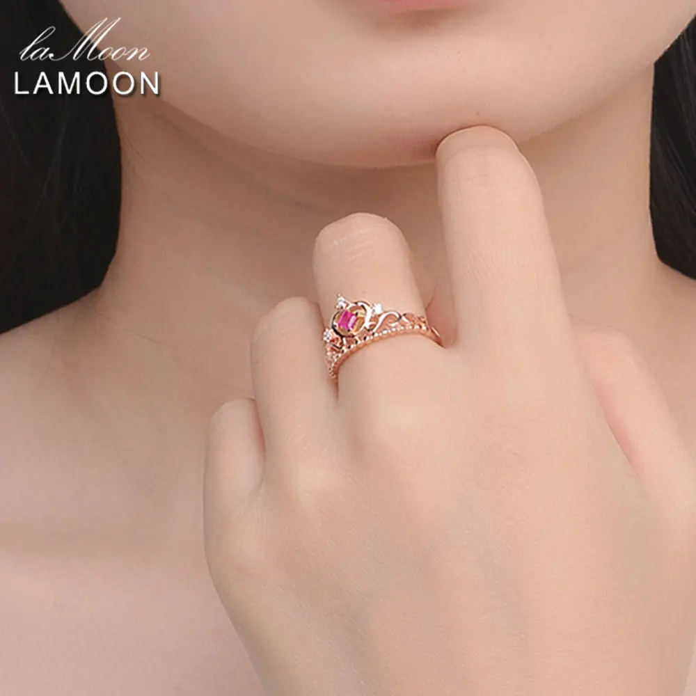 Кольцо LAMOON из серебра 925 пробы с натуральным Рубином 100% карата | Украшения и