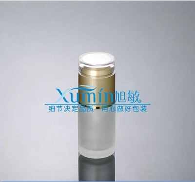 V2 Capacity 30ml  50pcs/lot factory wholesale high quality gold glass lotion Pump Bottle for Cosmetic Packaging