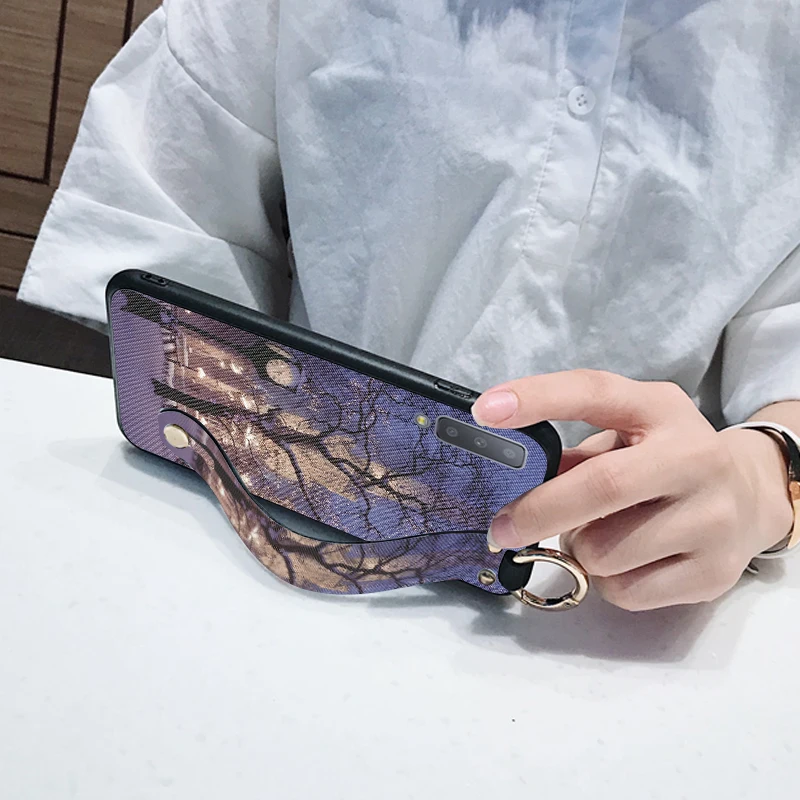 Роскошный чехол с заклепками и подставкой для Samsung Galaxy A5 A7 A8 2017 2018 тканевый Mega