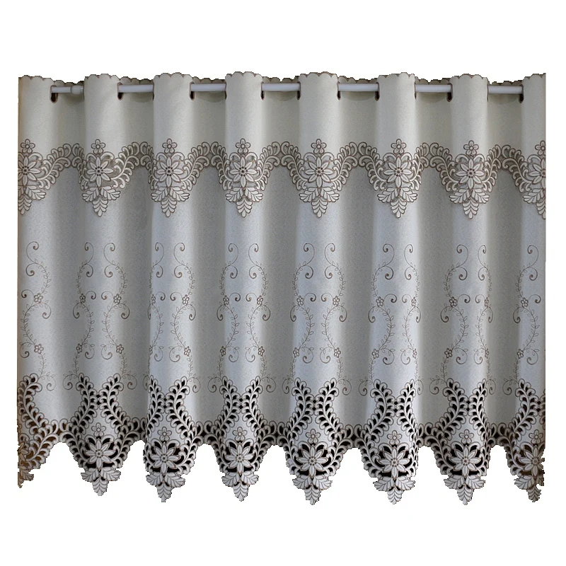 rural style half curtain for kitchen cabinet door leaves flower embroidered wear curtain blackout curtain embroidery hem curtain free global shipping