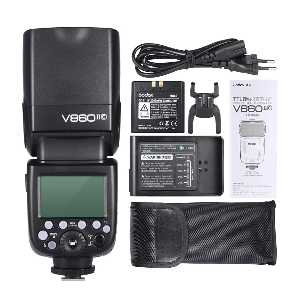 Godox V860II C E TTL 2 4G беспроводная 1/8000S HSS Master Slave GN60 Вспышка Speedlite для Canon 1DX/5D Mark III/5D II и т.