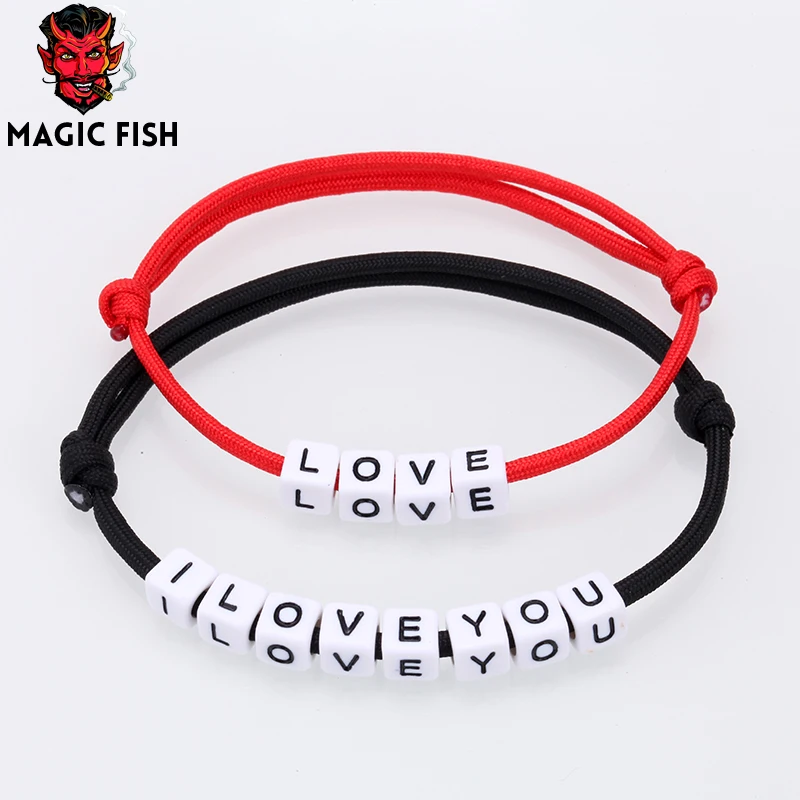 Браслет с буквенным принтом Пара простых очаровательных браслетов черный