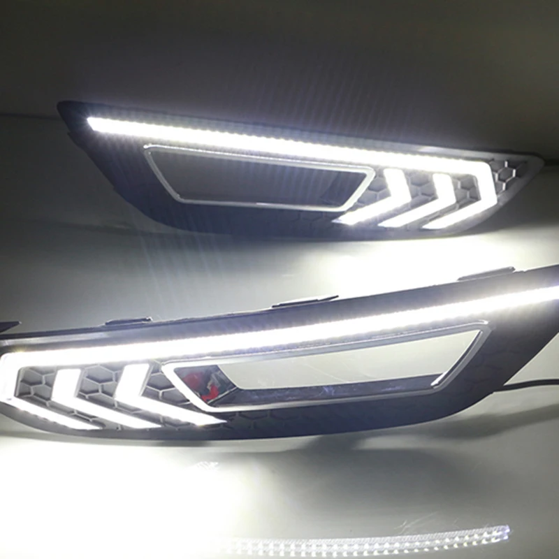 Автомобильный мигающий 1 пара для Ford Focus 4 автомобильный DRL 12 В Светодиодный дневной ходовой светильник Дневной светильник с желтым сигналом поворота