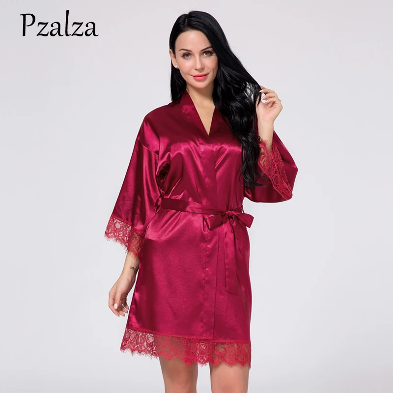 Летние шелковые женские халаты сексуальные кружевные Сатиновые большие размеры