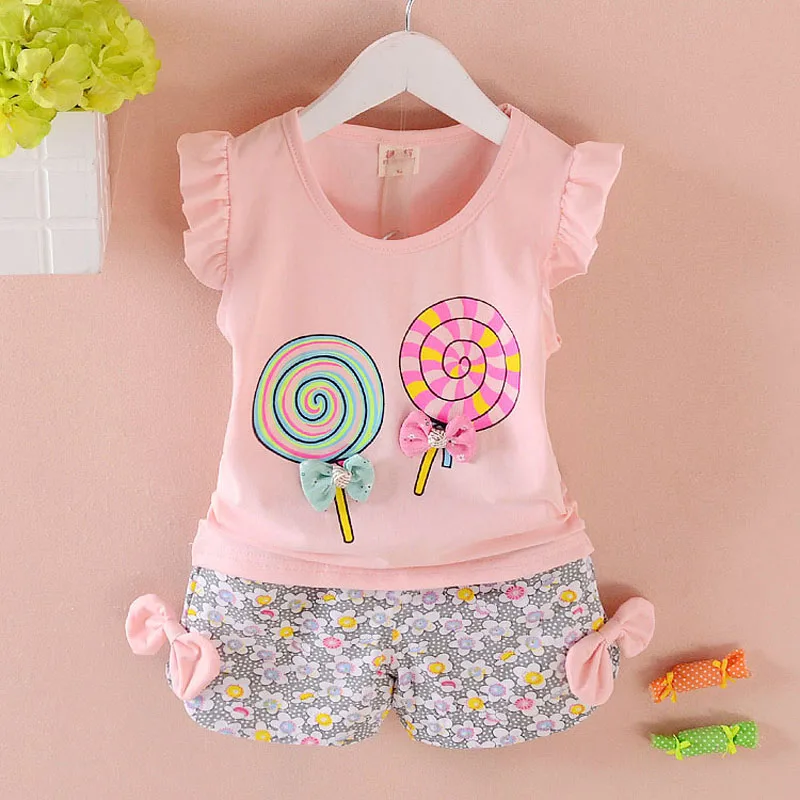 Комплекты летней одежды BibiCola для маленьких девочек топ без рукавов + короткие