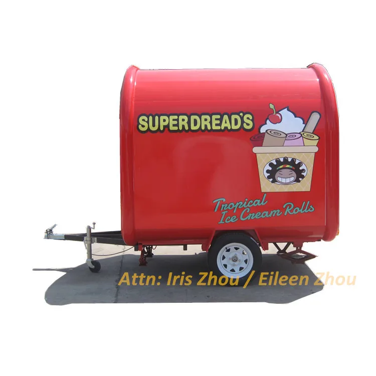 

Street food cart Ice cream vending cart mobile food kiosk for sale with fried ice cream machine (LOGO printing is optional)