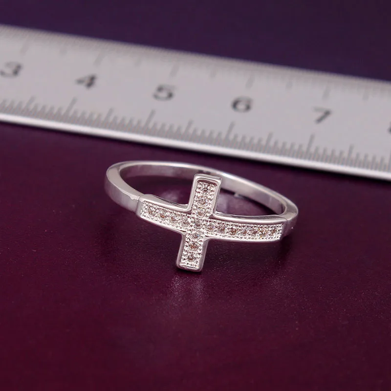 Женское Обручальное кольцо цвета розового золота с крестом размер 5 6 7 8 9 10|ring rose