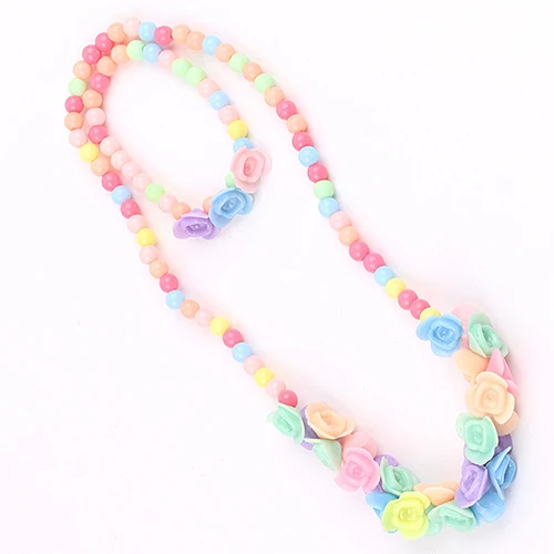 Комплект из колье и браслета с разноцветными бусинами|necklace bracelet|bracelet necklaceflower