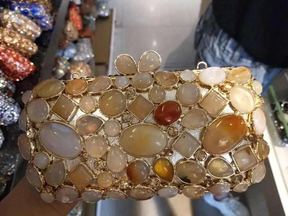 3 Crystal Bag Boutique De FGG женский клатч Кошелек вечерняя сумочка Клатчи роскошный синий бирюзовый агат камень кристалл минодьер сумка свадебная сумочка - Цвет: 3 Crystal Bag