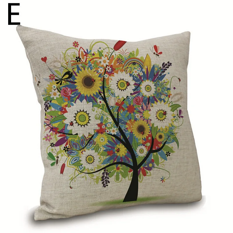 

1pc woven linen pillow cover office home decorative throw pillows case gift lucky season tree 45*45cm covers
