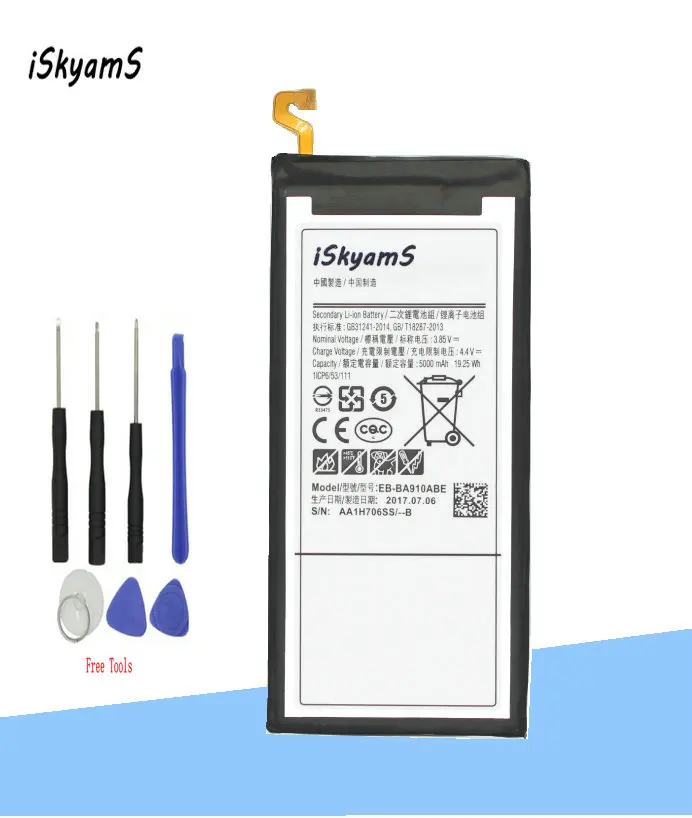 ISkyamS 1x5000 мА/ч EB BA910ABE батарея для Samsung GalaxyA9 + A9000 A9 Pro 2016 Duos TD LTE SM A9100 A910F/DS
