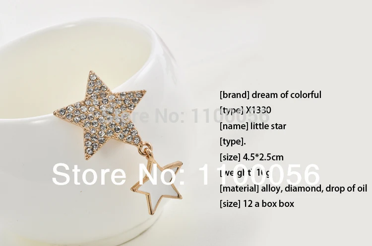 Бесплатная доставка искусственная звезда брошь оптовая продажа с кристаллами