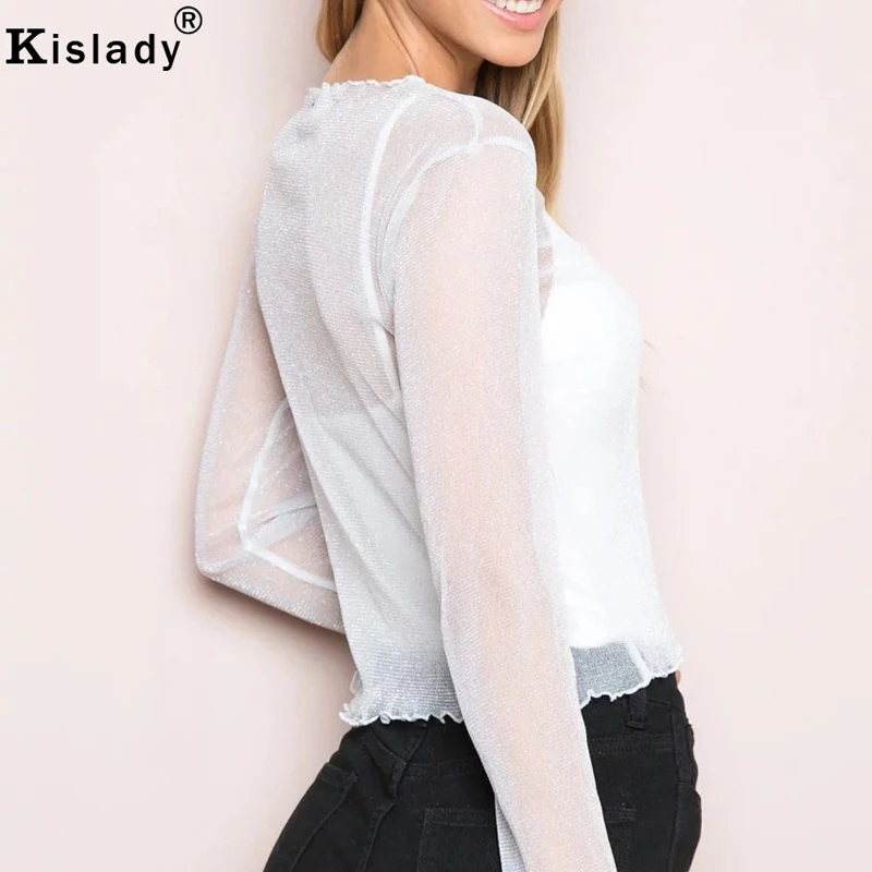 Новинка 2020 летняя черная и белая футболка Kislady женские топы рубашки из сетчатой
