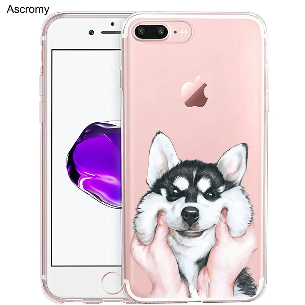 Чехол Ascromy для iPhone 7 милый силиконовый чехол из ТПУ с рисунком собаки жирафа X 8 Plus 6