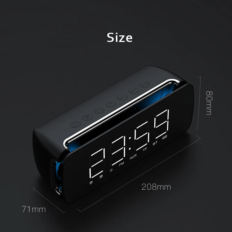 Bluetooth будильник despertador пластиковые электронные часы настольные сабвуфер домашние студенческие зеркальные цифровые FM радио