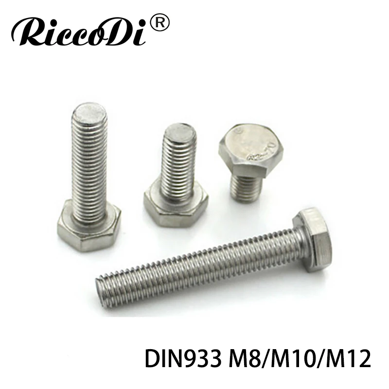 DIN933 M8/M10/M12 шестигранные винты из нержавеющей стали наружные болты с шестигранной